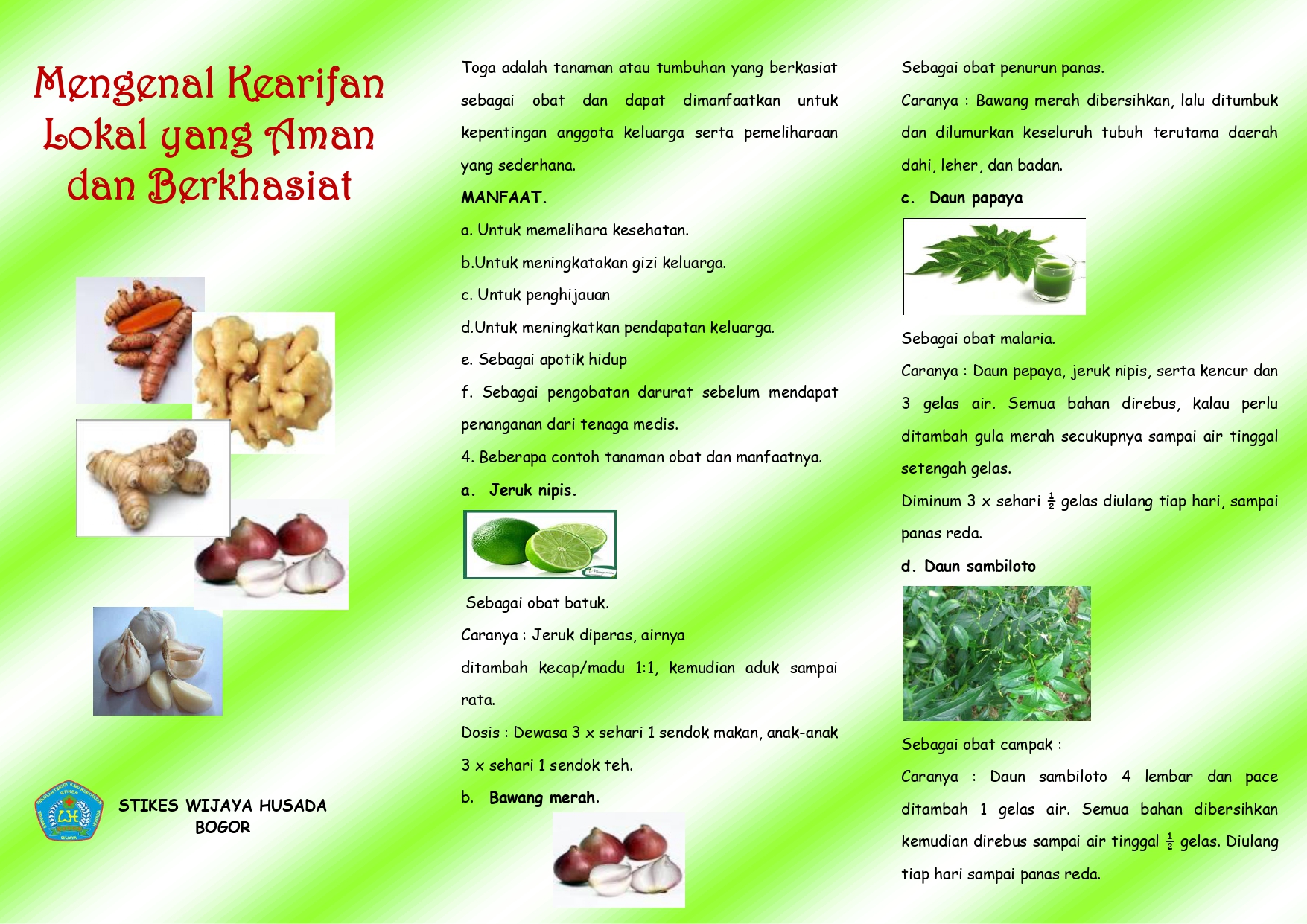 LEAFLET KEARIFAN LOKAL YANG AMAN BERKHASIAT